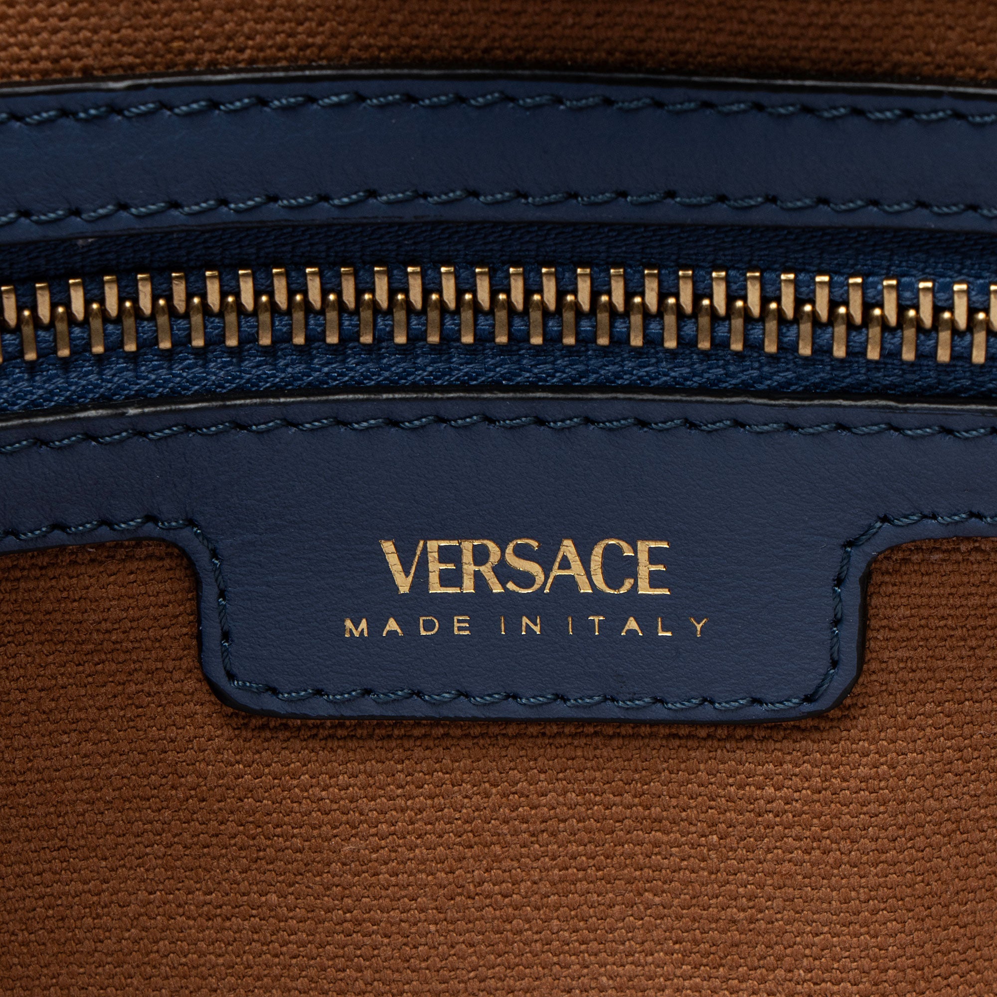 Versace Denim Barocco La Medusa Small Tote Bag