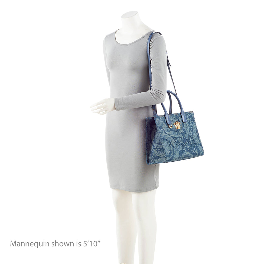 Versace Denim Barocco La Medusa Small Tote Bag
