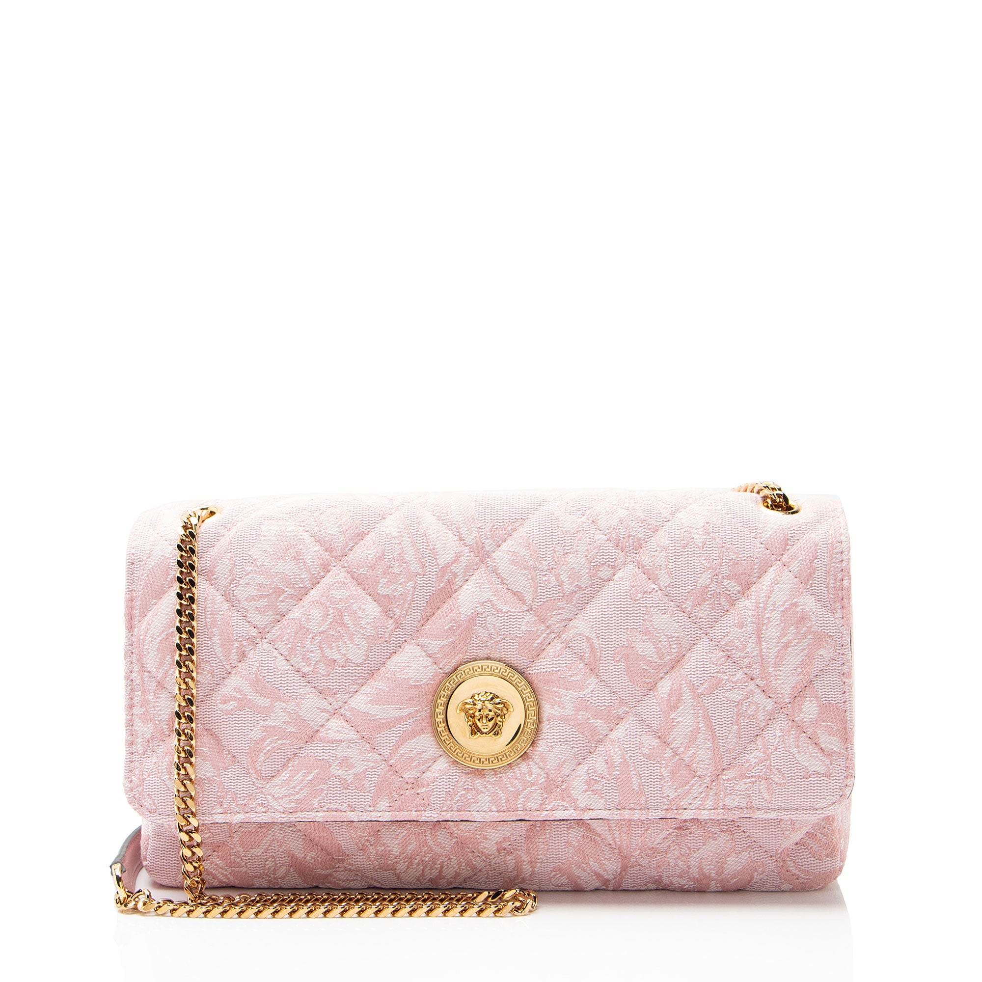Versace Quilted Jacquard Medusa Medium Flap Shoulder Bag