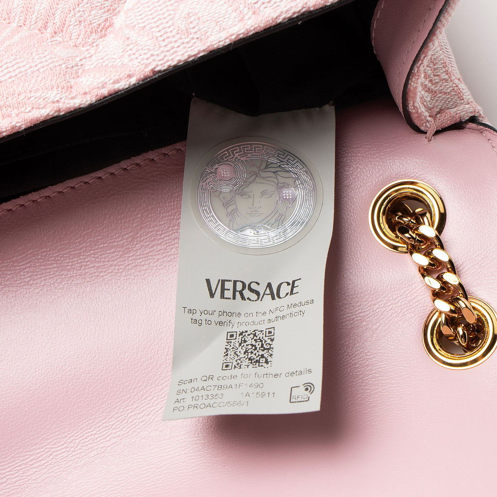 Versace Quilted Jacquard Medusa Medium Flap Shoulder Bag