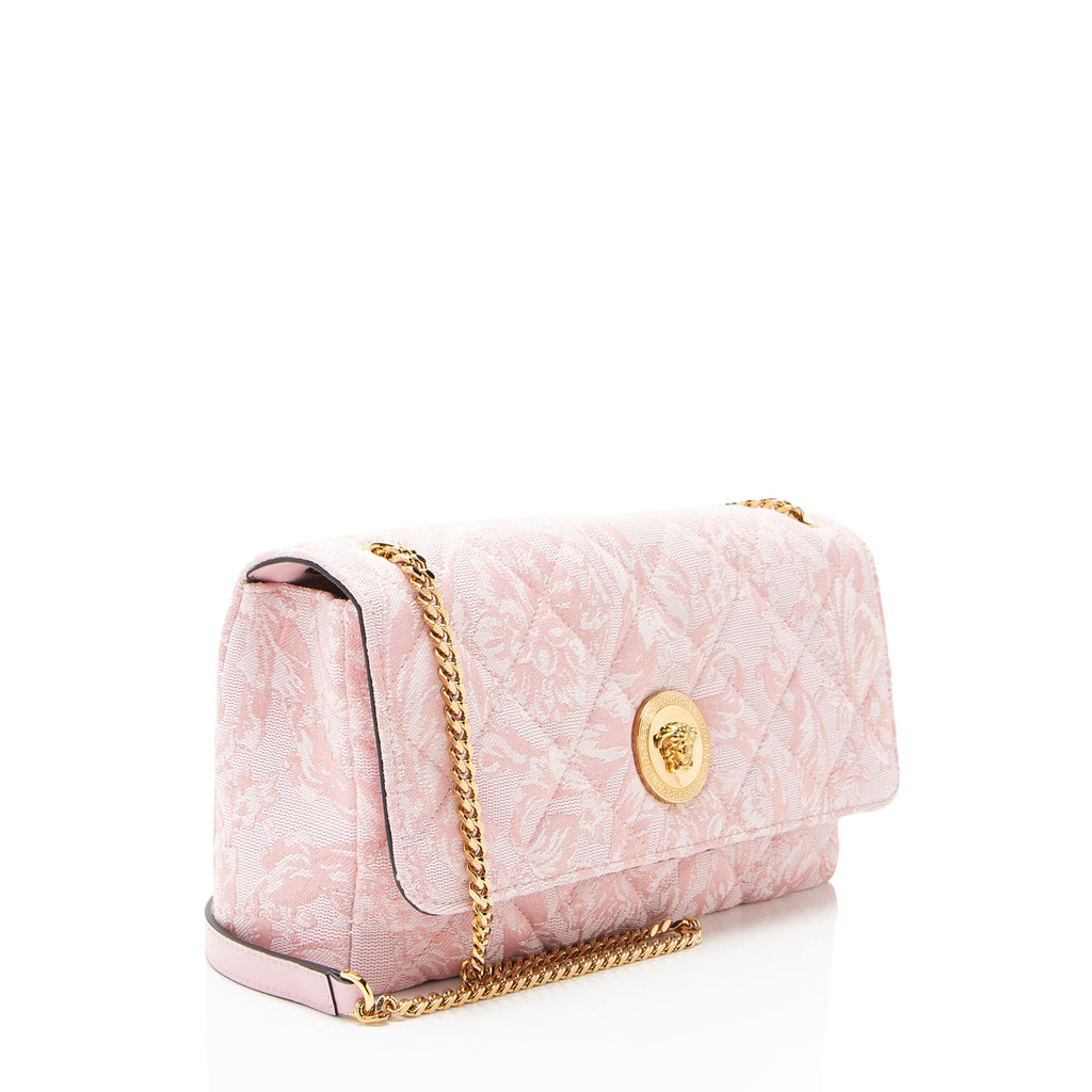 Versace Quilted Jacquard Medusa Medium Flap Shoulder Bag