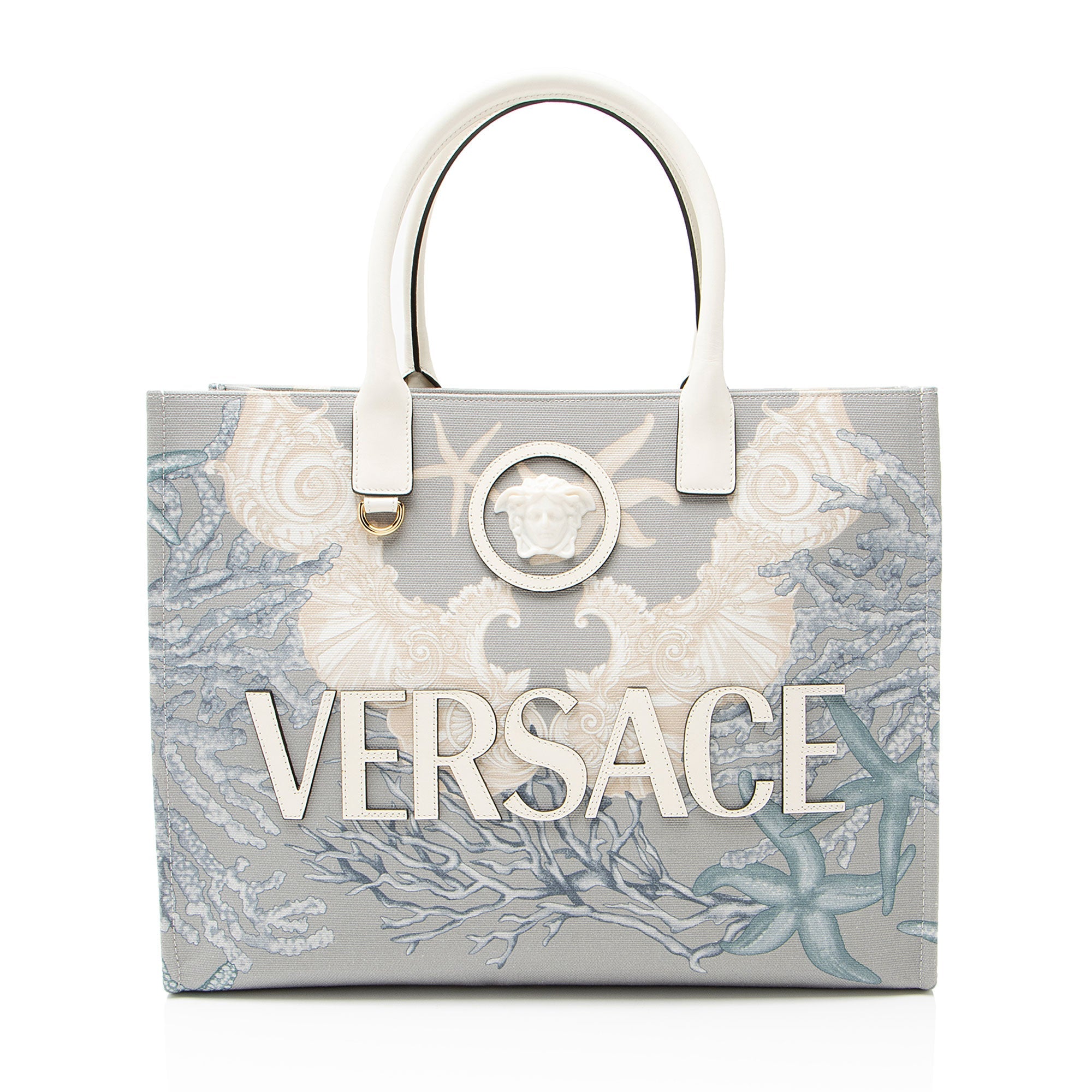Versace Canvas Logo Barocco Sea La Medusa Large Tote