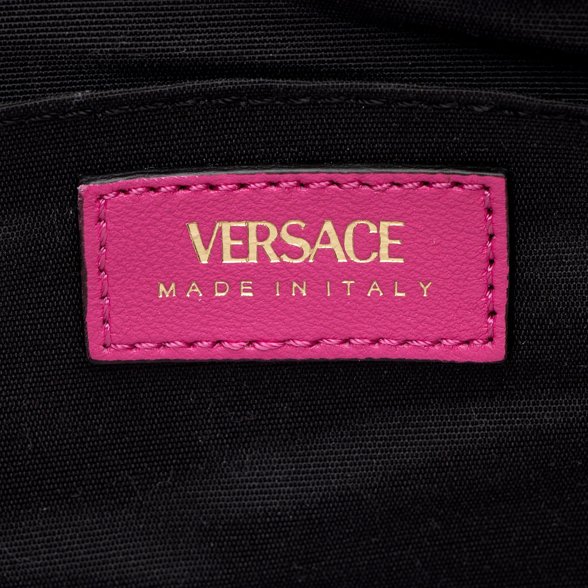 Versace Quilted Leather Medusa Half Moon Shoulder Bag