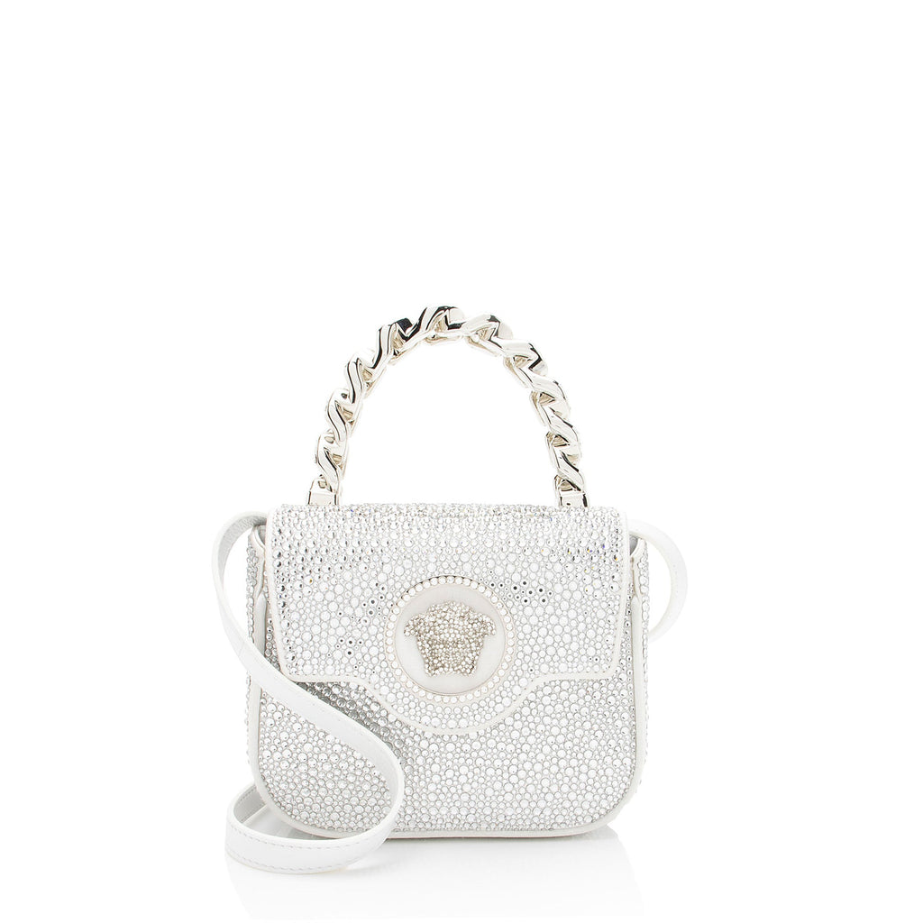 Versace Satin Crystal Embellished La Medusa Mini Top Handle