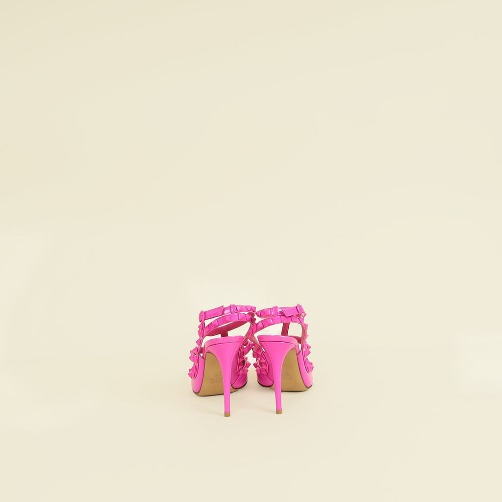 Valentino Fuchsia Rockstud Caged Ankle Strap Pump 37.5