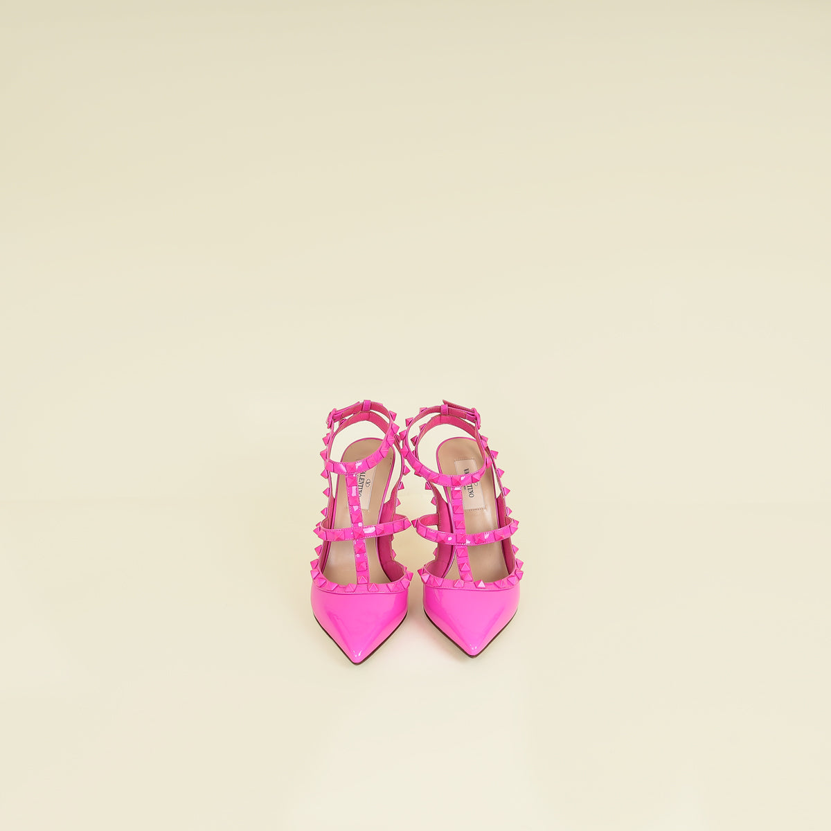 Valentino Fuchsia Rockstud Caged Ankle Strap Pump 37.5