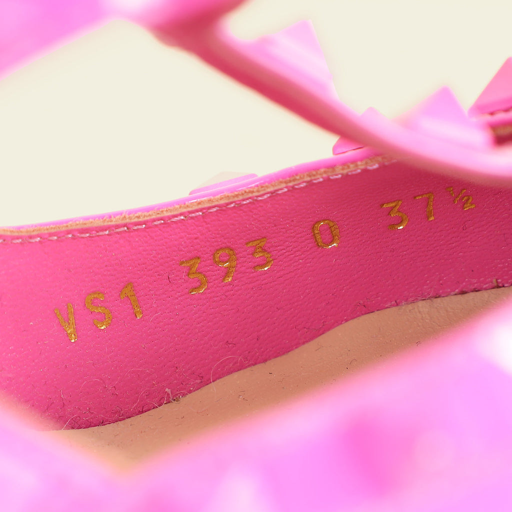 Valentino Fuchsia Rockstud Caged Ankle Strap Pump 37.5