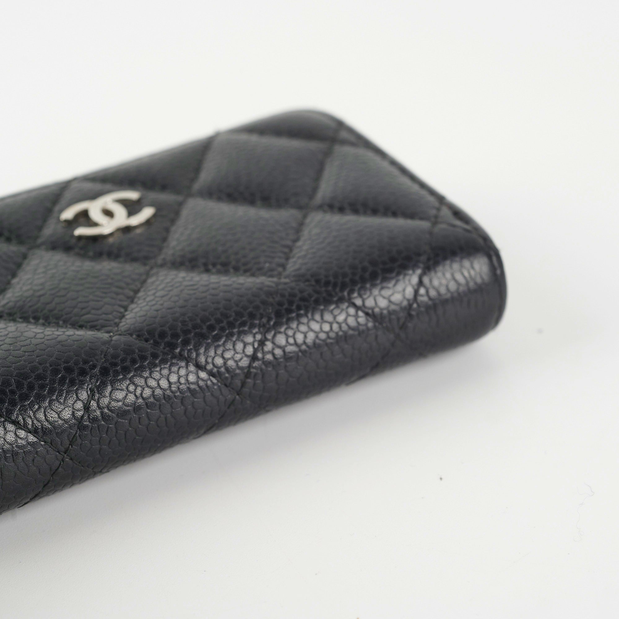 Chanel Quilted Caviar Zip Cardholder Black