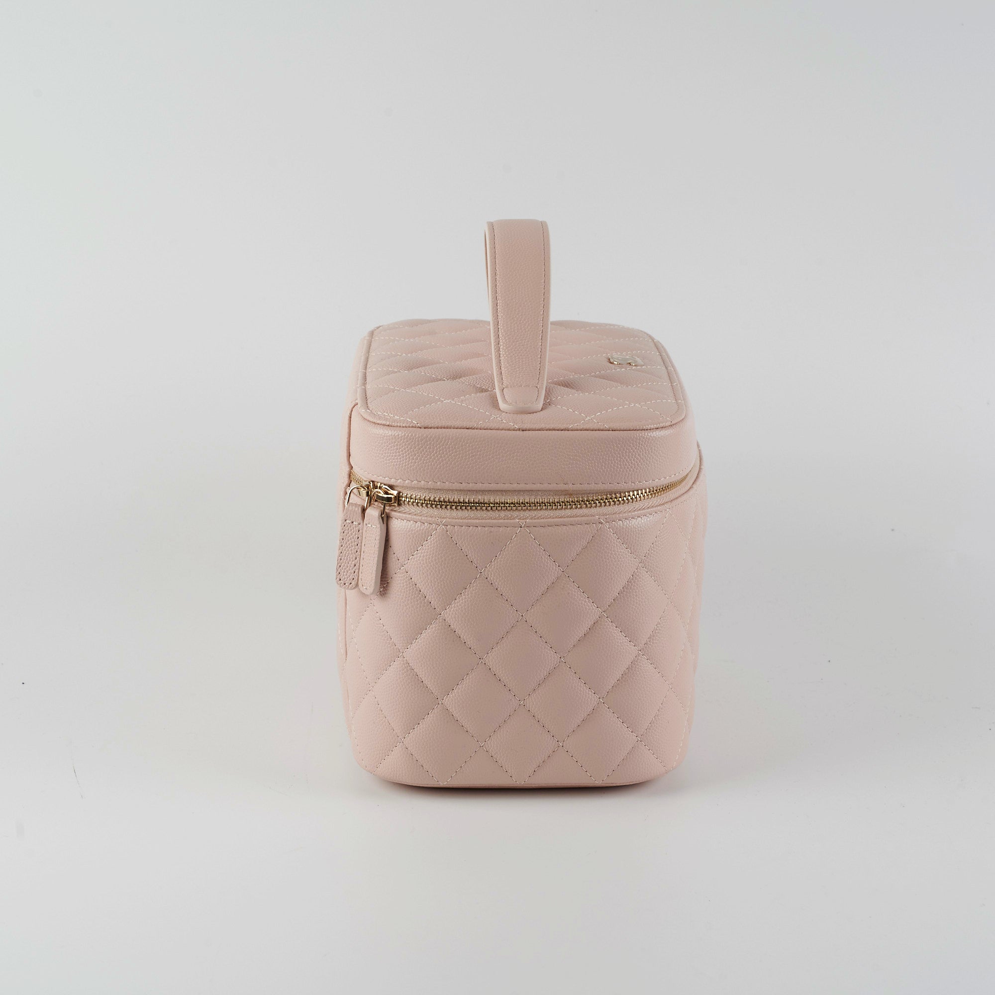 Chanel Caviar Vanity Cosmetic Bag Pink Rose Clair