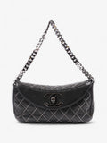 Chanel Chain Stitch Flap Bag Black Lambskin Leather