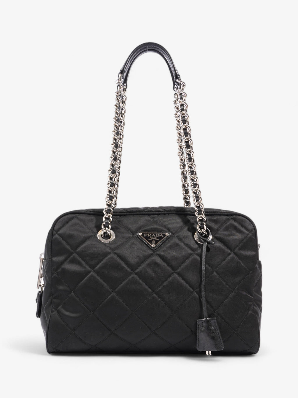 Prada Quilted Tote Black Re Nylon