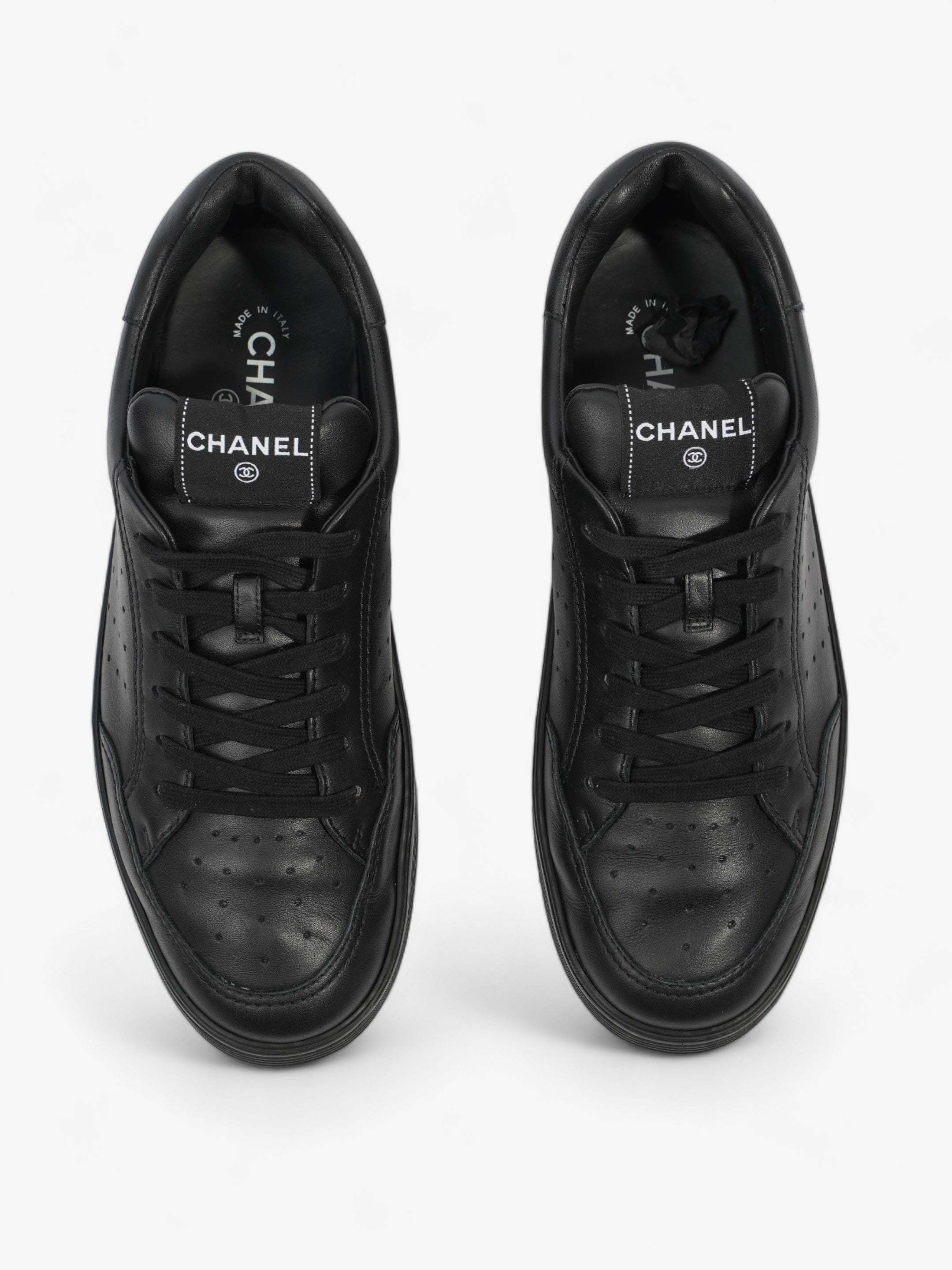 Chanel Low Top Sneaker Black Leather EU 43 UK 9