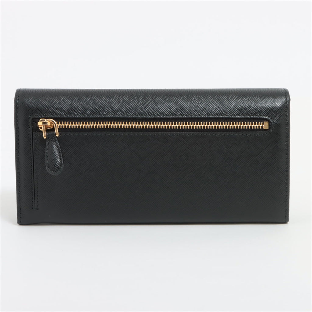 Prada Black Large Saffiano Metal Leather Wallet [Clearance Sale]