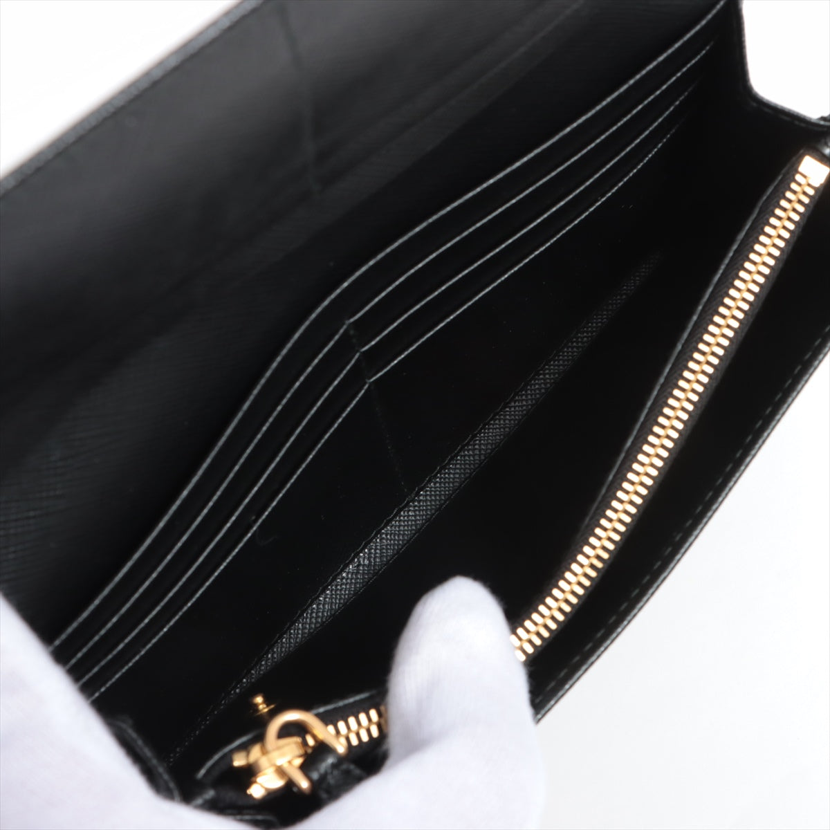 Prada Black Large Saffiano Metal Leather Wallet [Clearance Sale]