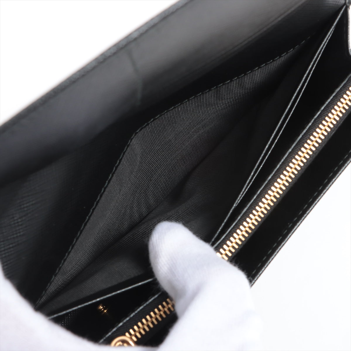 Prada Black Large Saffiano Metal Leather Wallet [Clearance Sale]