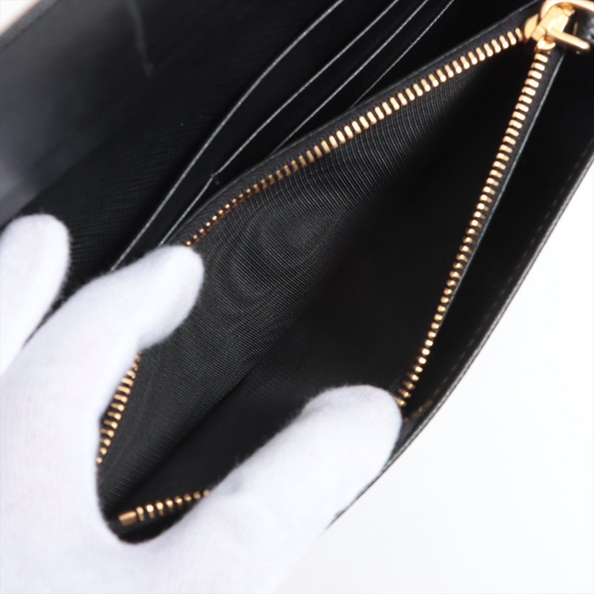 Prada Black Large Saffiano Metal Leather Wallet [Clearance Sale]
