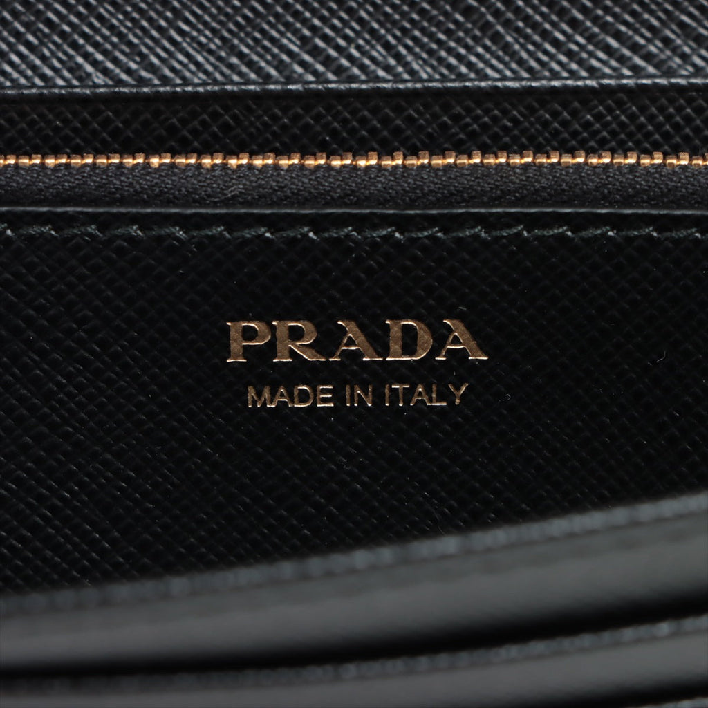 Prada Black Large Saffiano Metal Leather Wallet [Clearance Sale]
