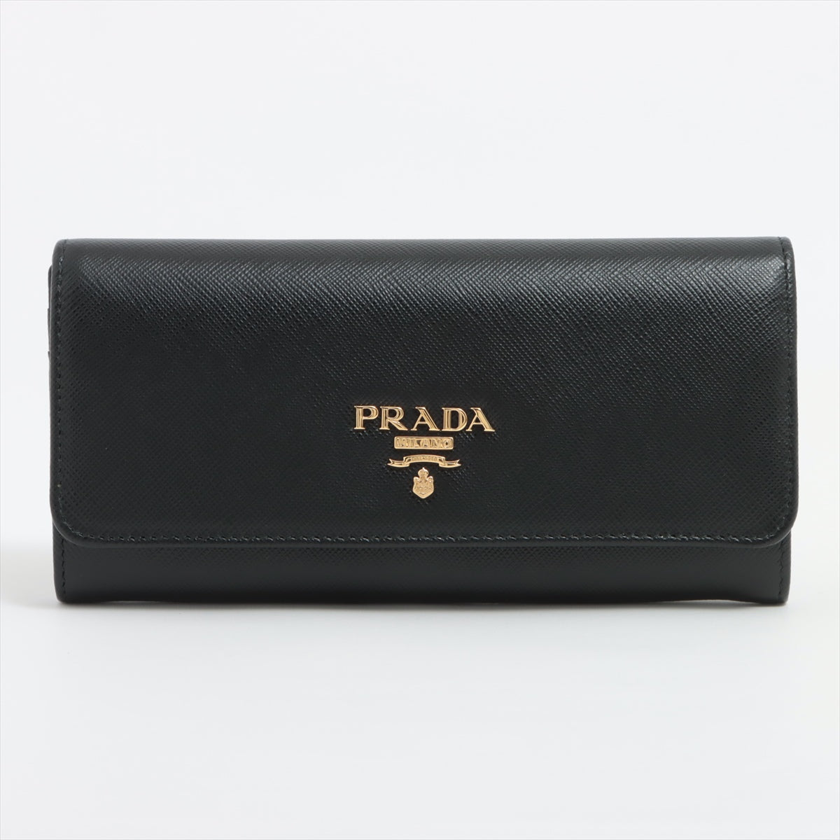 Prada Black Large Saffiano Metal Leather Wallet [Clearance Sale]