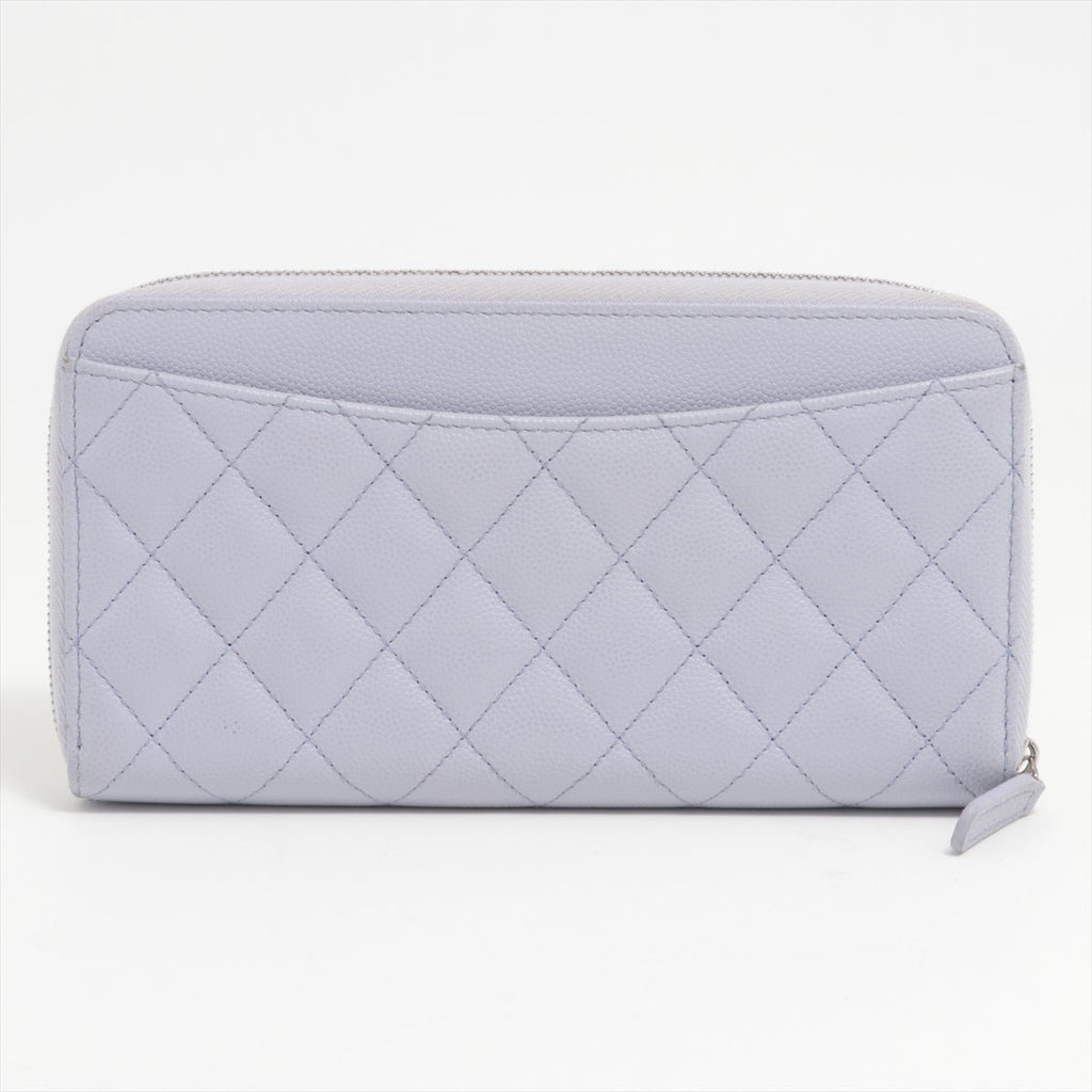 Chanel Caviar Classic Long Zipped Wallet Light Purple