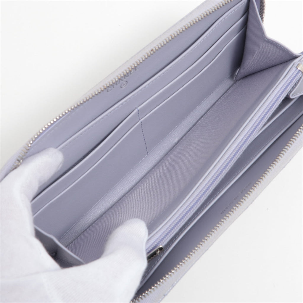 Chanel Caviar Classic Long Zipped Wallet Light Purple