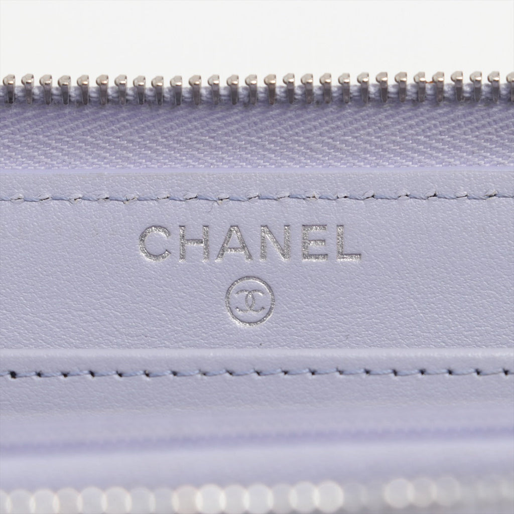 Chanel Caviar Classic Long Zipped Wallet Light Purple