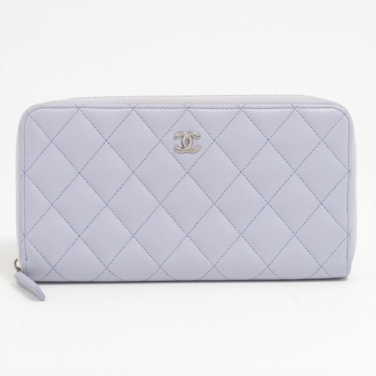 Chanel Caviar Classic Long Zipped Wallet Light Purple