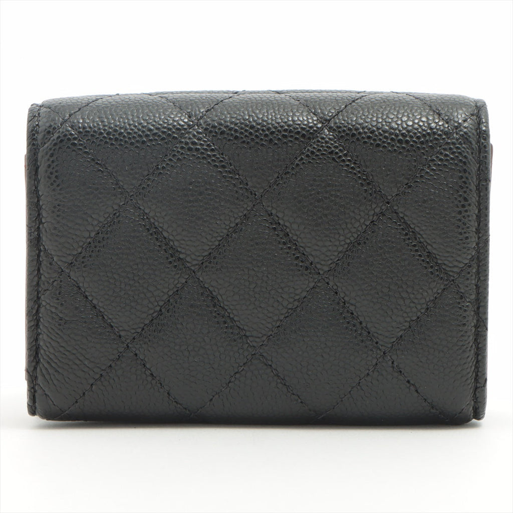 Chanel Compact Caviar Black Wallet