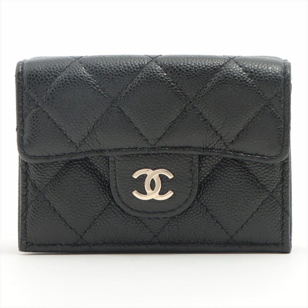 Chanel Compact Caviar Black Wallet