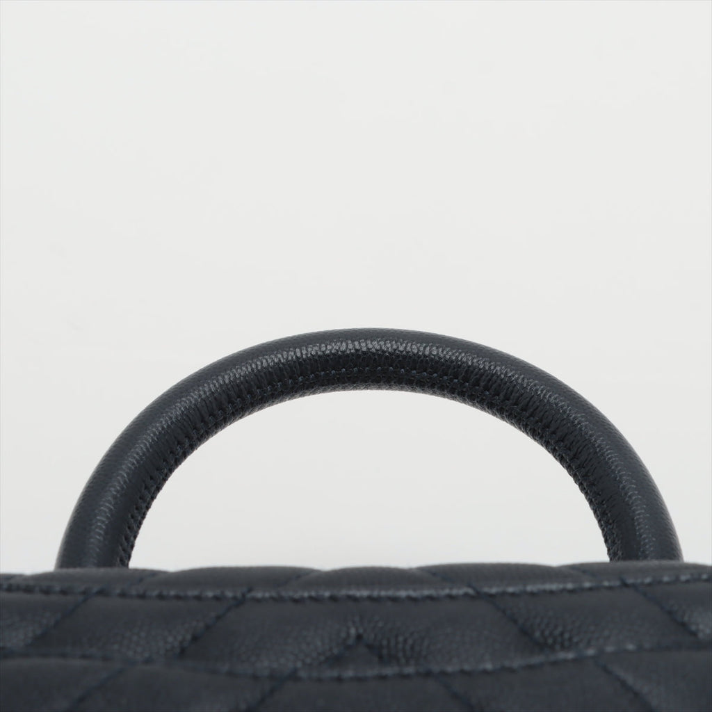 Chanel Small Chevron Coco Handle Caviar Navy