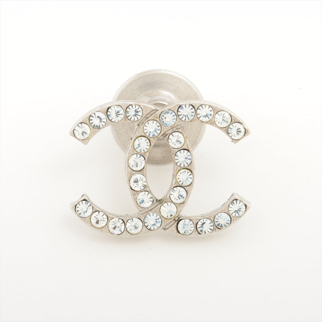 Chanel Coco Logo Silver Rhinestone Small Brooch Costume Jewellery