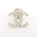 Chanel Coco Logo Silver Rhinestone Small Brooch Costume Jewellery