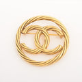 Chanel Coco Logo Brooch Yellow Gold Costume Jewellery