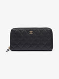 Chanel Zip Round Wallet Black Caviar Leather