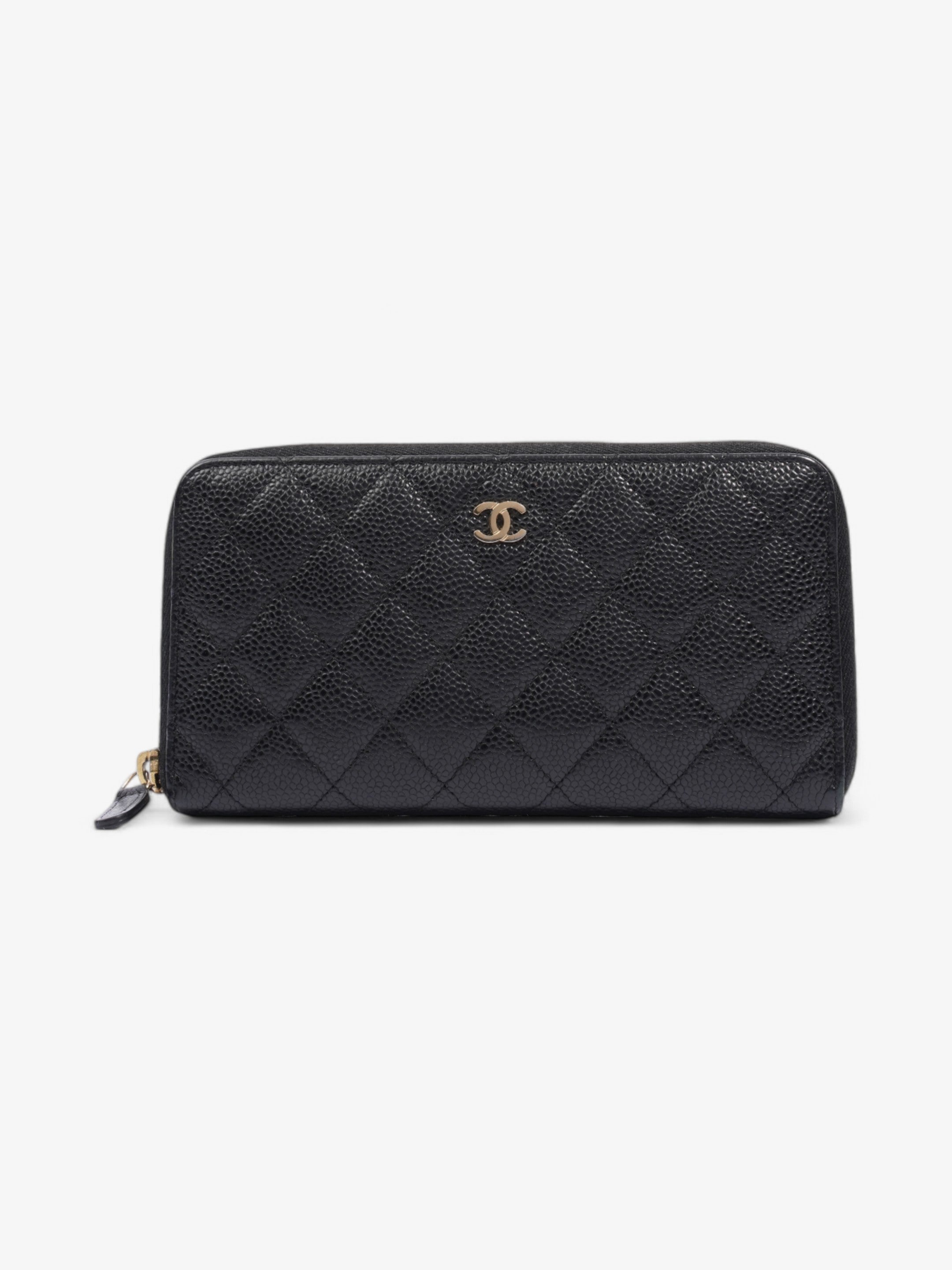 Chanel Zip Round Wallet Black Caviar Leather