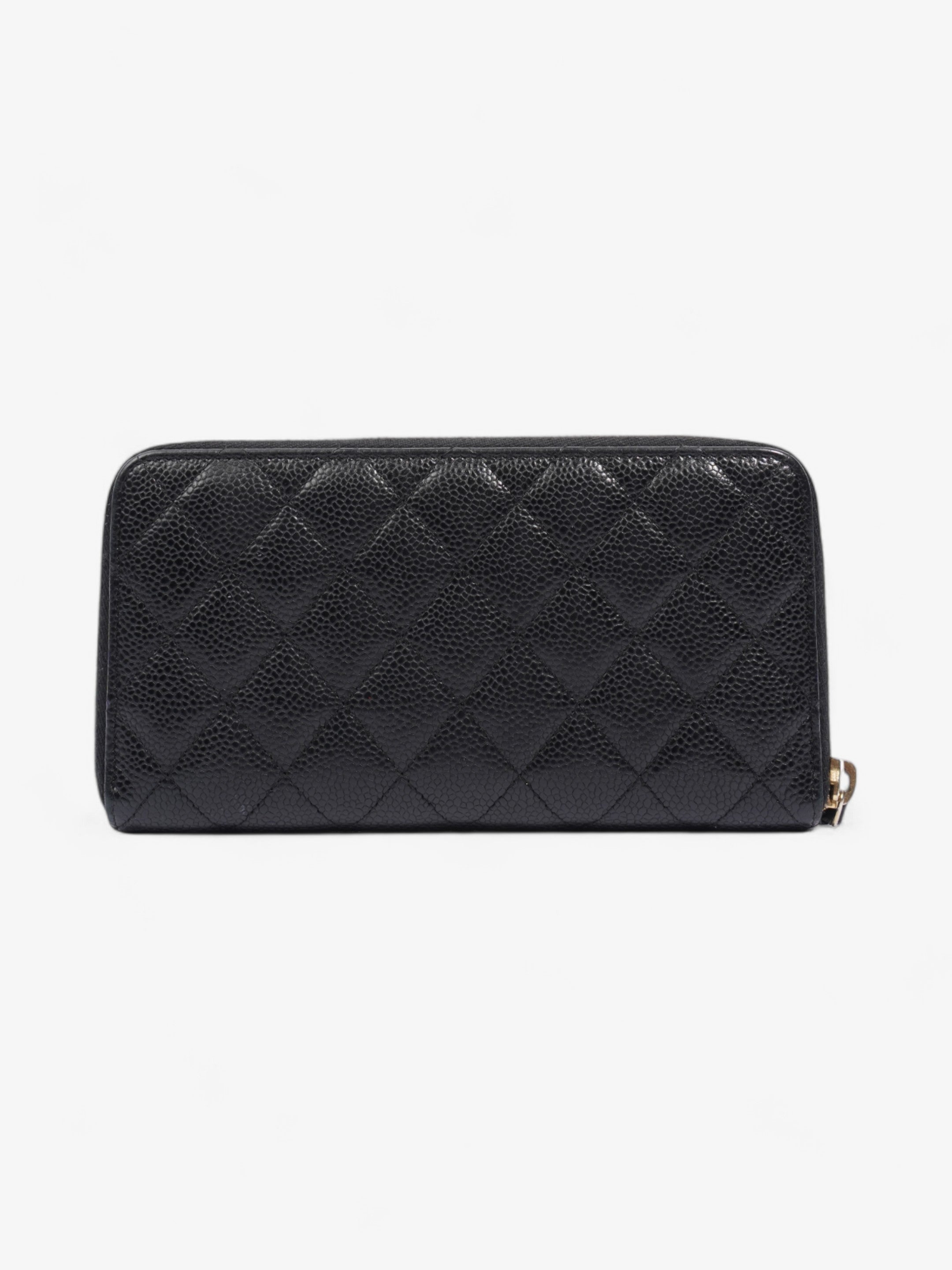 Chanel Zip Round Wallet Black Caviar Leather
