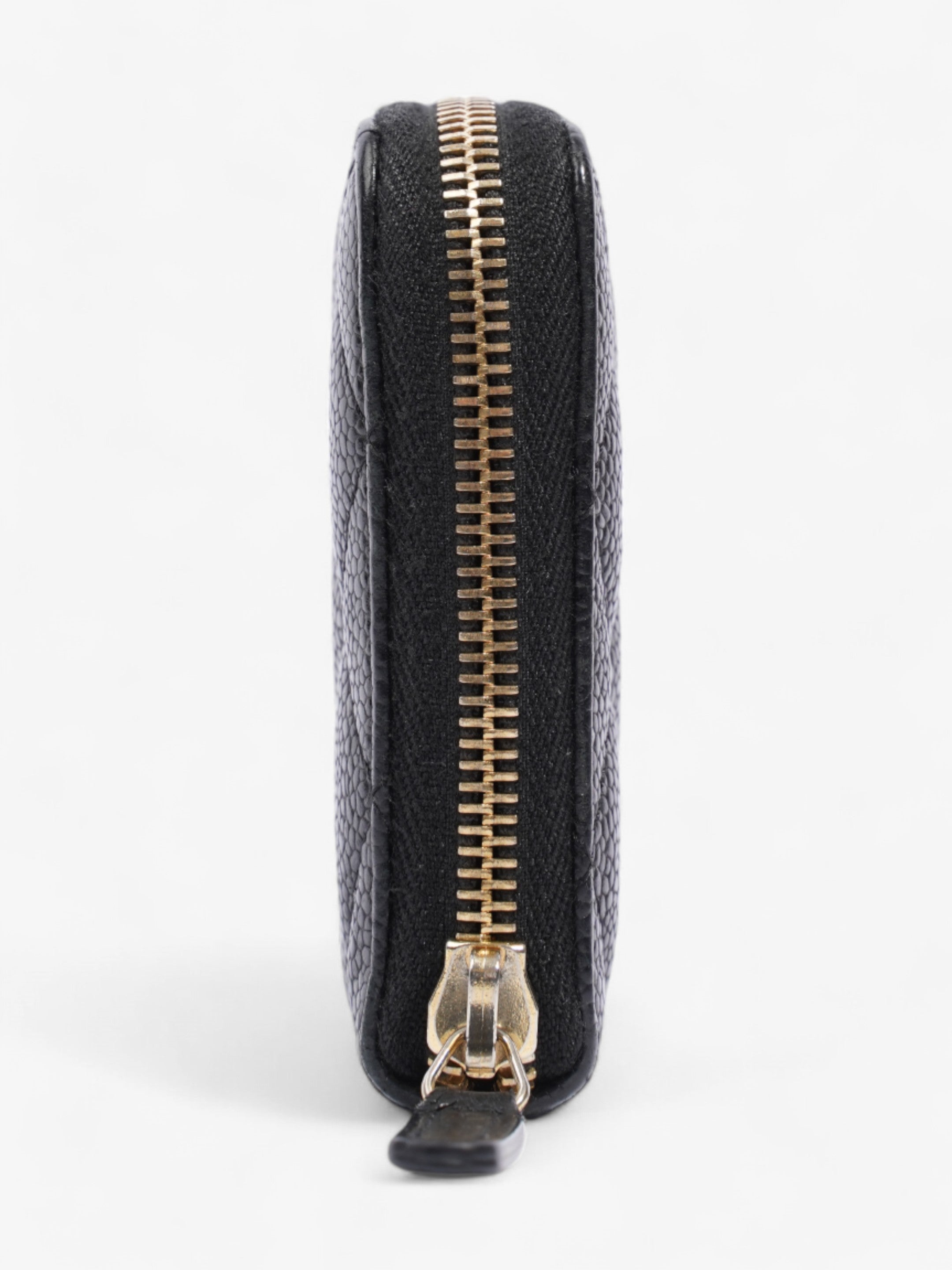 Chanel Zip Round Wallet Black Caviar Leather