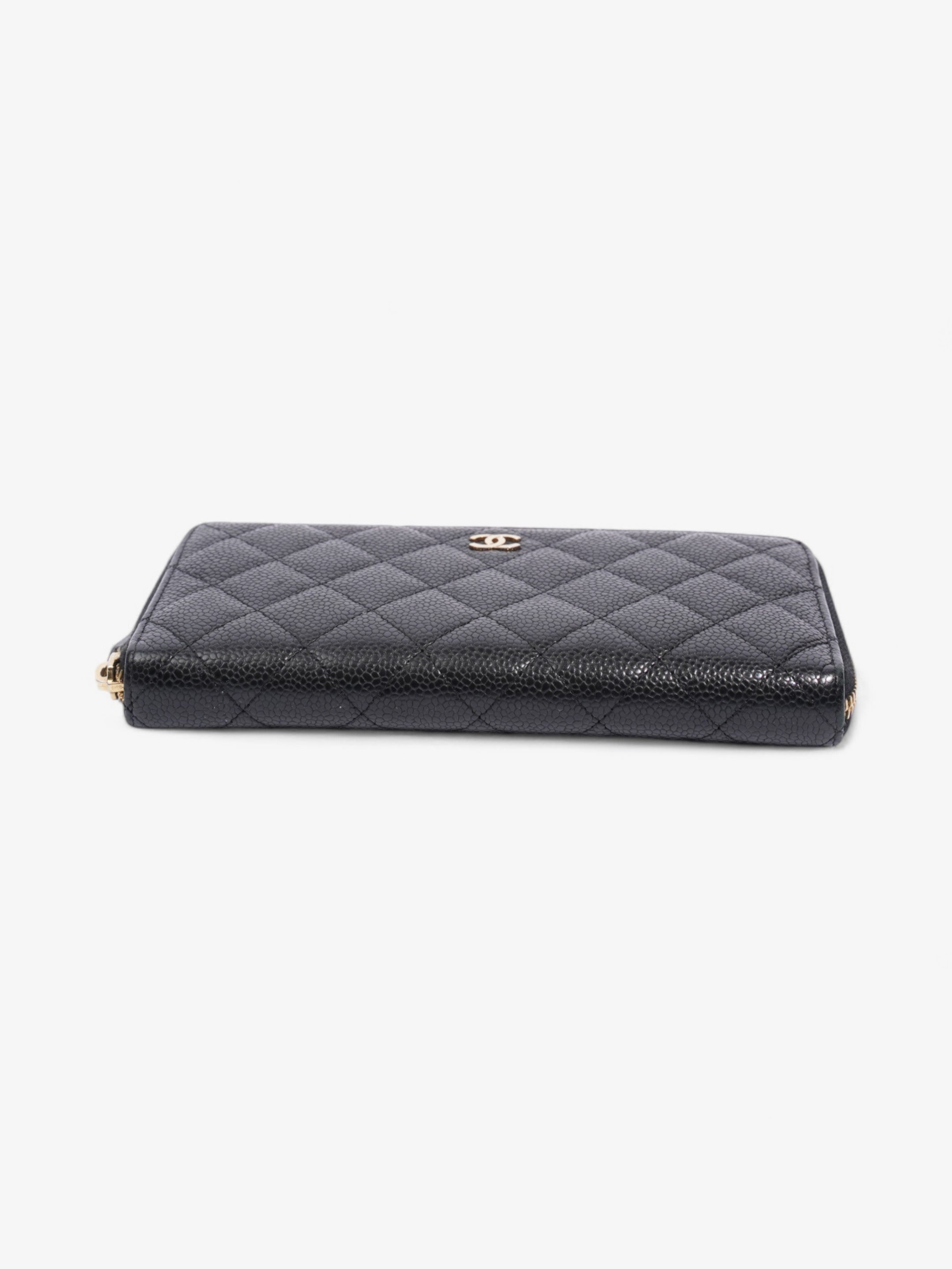 Chanel Zip Round Wallet Black Caviar Leather
