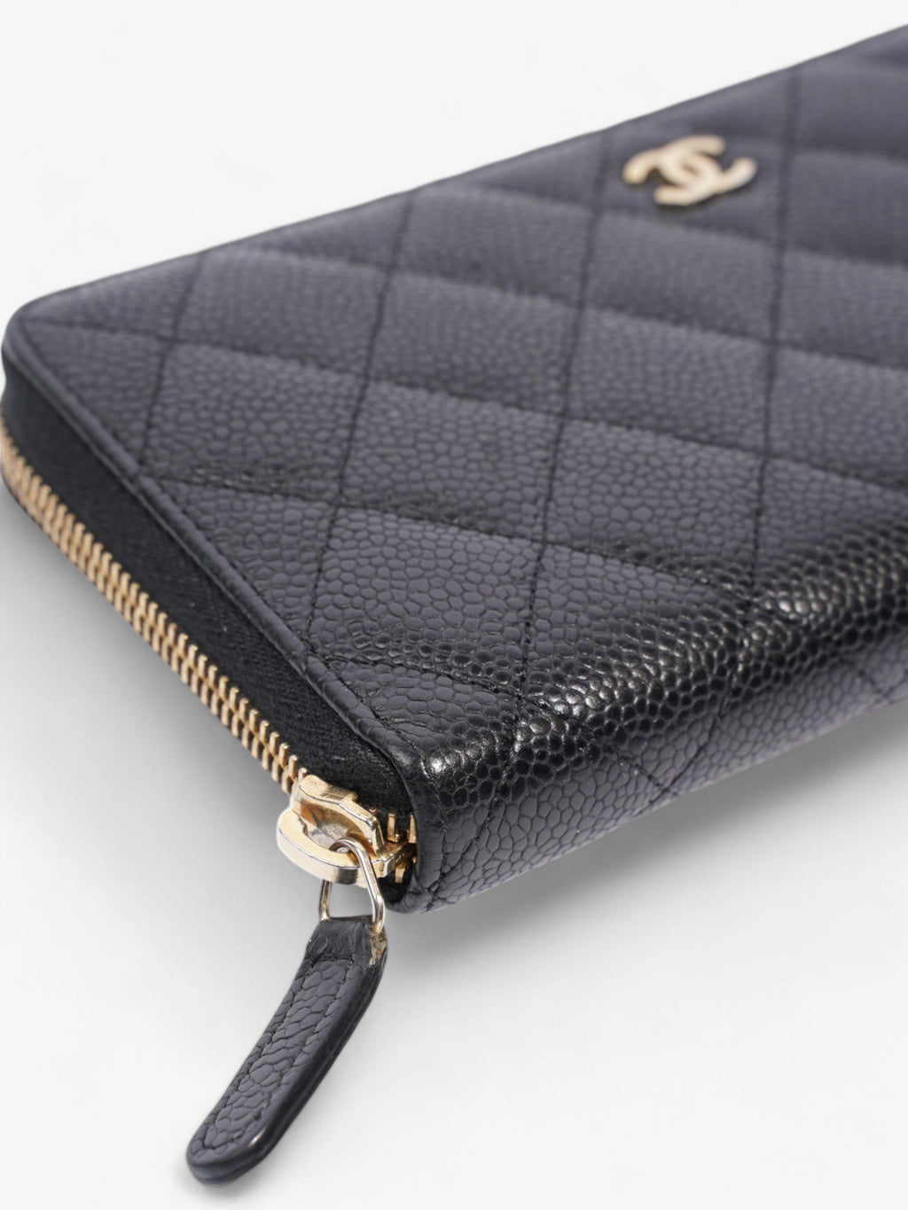 Chanel Zip Round Wallet Black Caviar Leather