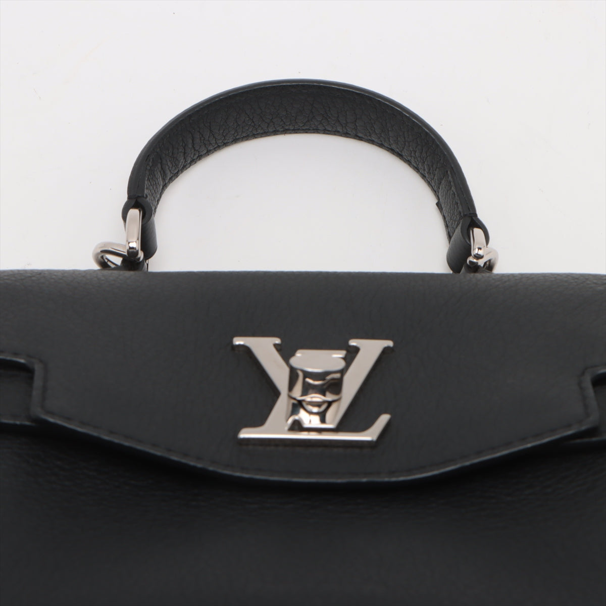 Black Grained Calfskin Leather LockMe Ever Mini Top Handle (Rented Out)