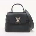 Black Grained Calfskin Leather LockMe Ever Mini Top Handle (Rented Out)