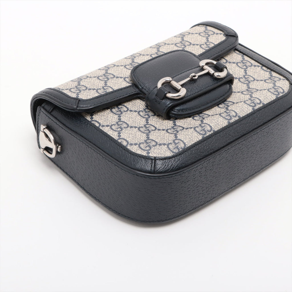 Gucci Navy Blue GG Supreme Horsebit 1955 Mini Shoulder Bag [Clearance Sale]