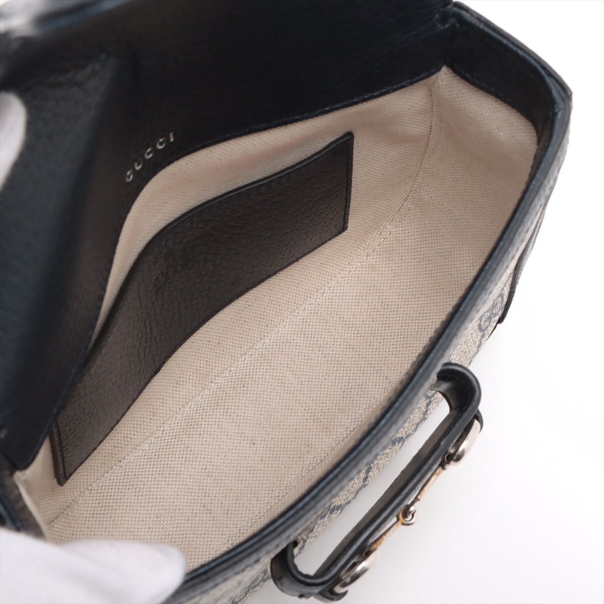 Gucci Navy Blue GG Supreme Horsebit 1955 Mini Shoulder Bag [Clearance Sale]