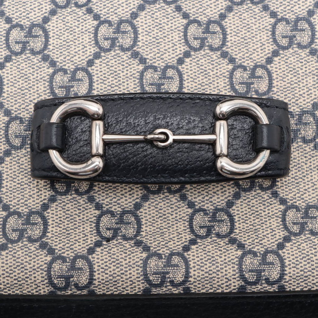 Gucci Navy Blue GG Supreme Horsebit 1955 Mini Shoulder Bag [Clearance Sale]