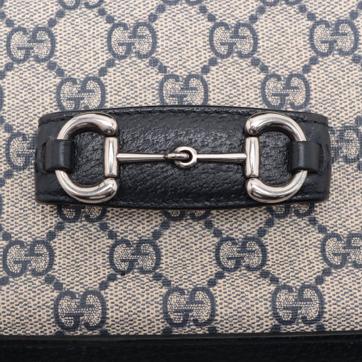 Gucci Navy Blue GG Supreme Horsebit 1955 Mini Shoulder Bag [Clearance Sale]