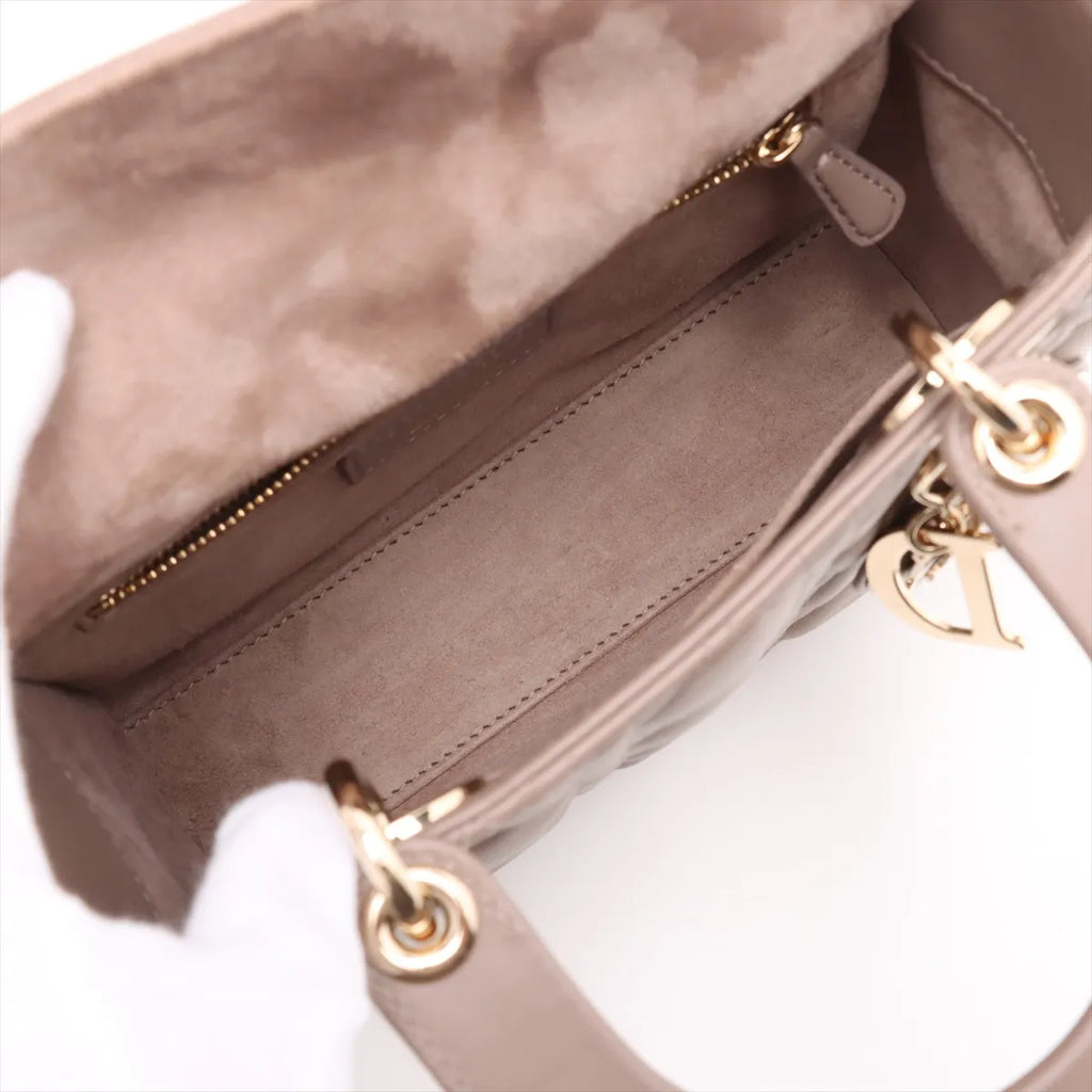 Christian Dior Beige Cannage Lambskin Lady Dior Bag [Clearance Sale]