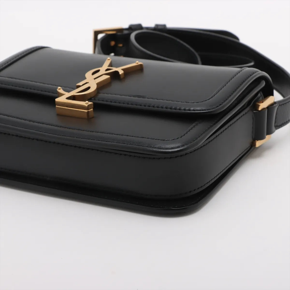 Saint Laurent Black Smooth Leather Solferino Shoulder Bag [Clearance Sale]