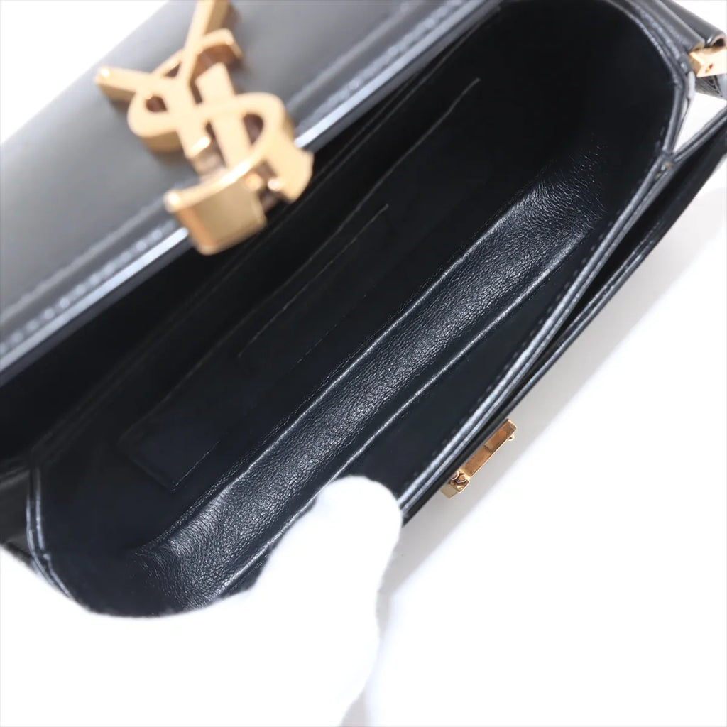 Saint Laurent Black Smooth Leather Solferino Shoulder Bag [Clearance Sale]