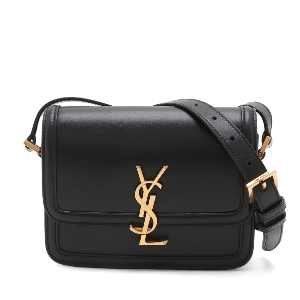 Saint Laurent Black Smooth Leather Solferino Shoulder Bag [Clearance Sale]