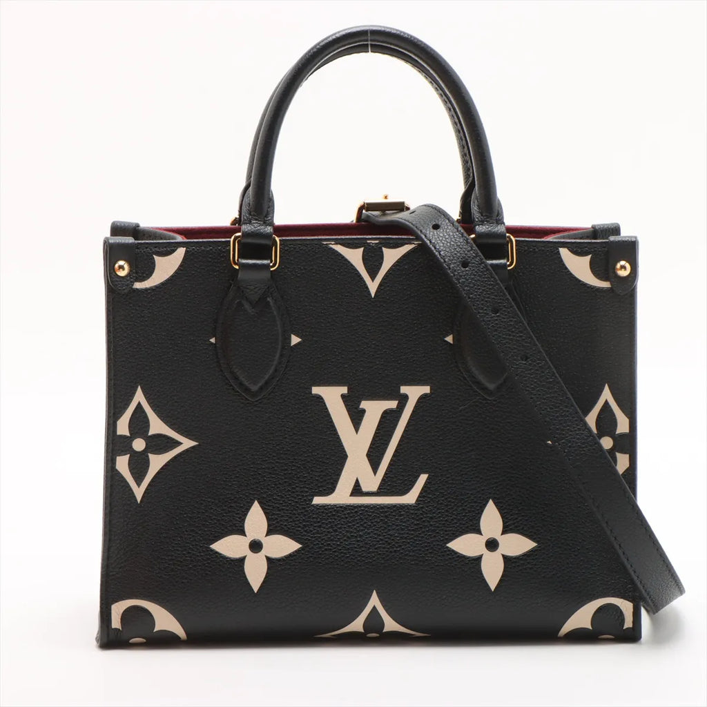 Louis Vuitton Black Beige Bicolor Monogram Empreinte Leather OnTheGo PM [Clearance Sale]