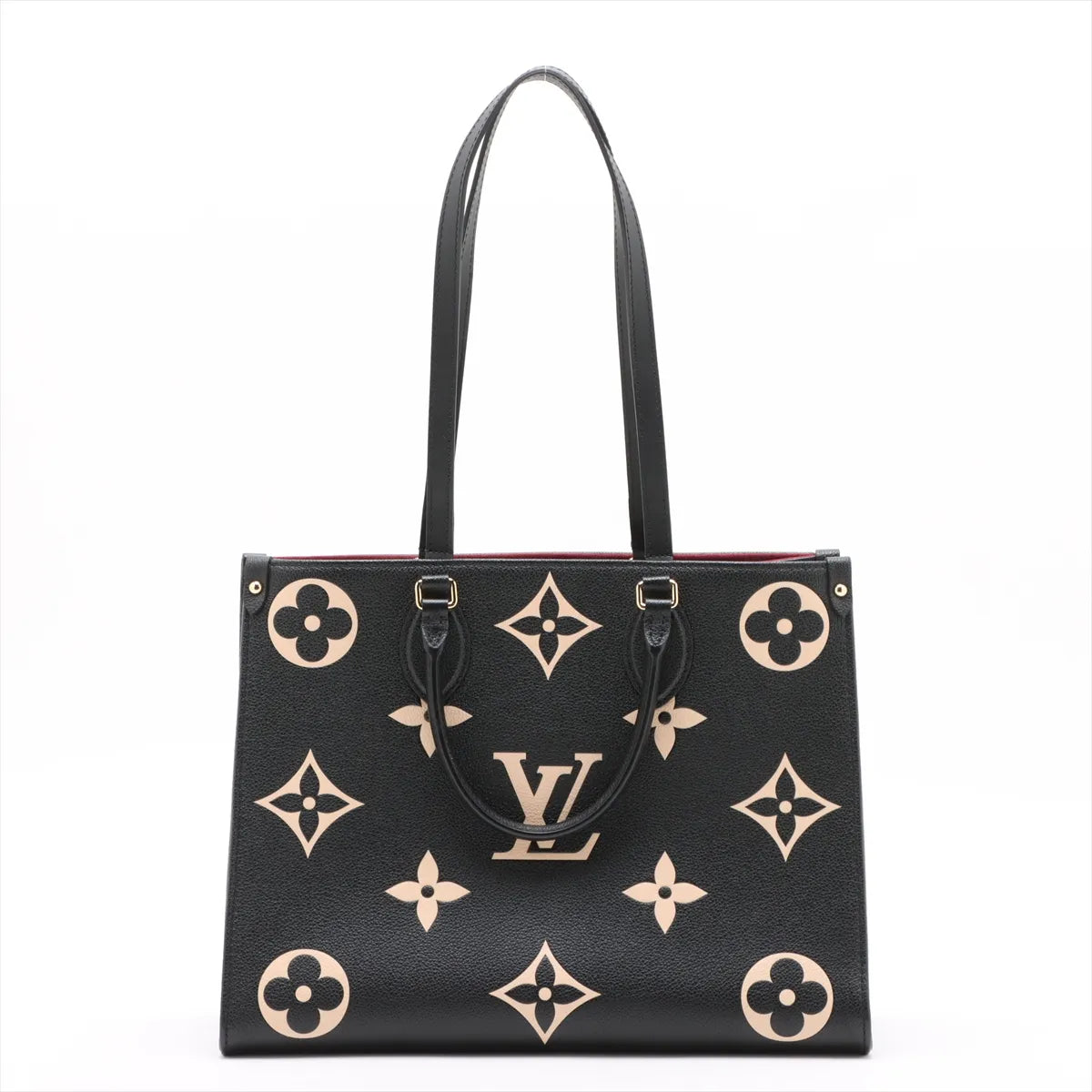 Louis Vuitton Black Beige Bicolor Monogram Empreinte Leather OnTheGo MM [Clearance Sale]